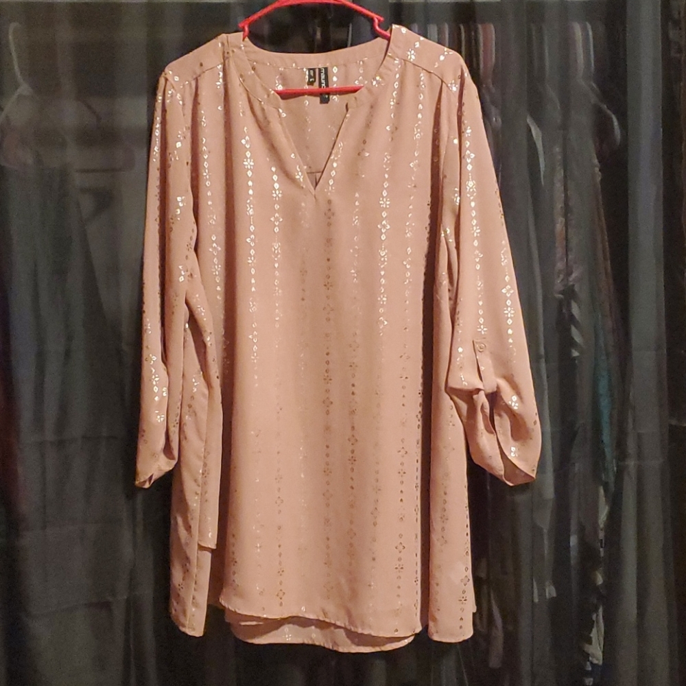 Maurices tan and gold blouse